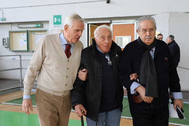 Giorgio Papetti (MDB-MI), coach Sandro Gamba e Michele Martone all'incontro al Centro Schuster del 19 novembre 2022, in ricordo di Giandomenico Ongaro. (foto Francesco Galli, per gentile concessione)